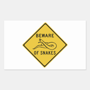 Sticker Rectangulaire Attention aux serpents, signalisation routière, Au
