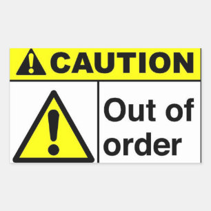 Sticker Rectangulaire ATTENTION En panne