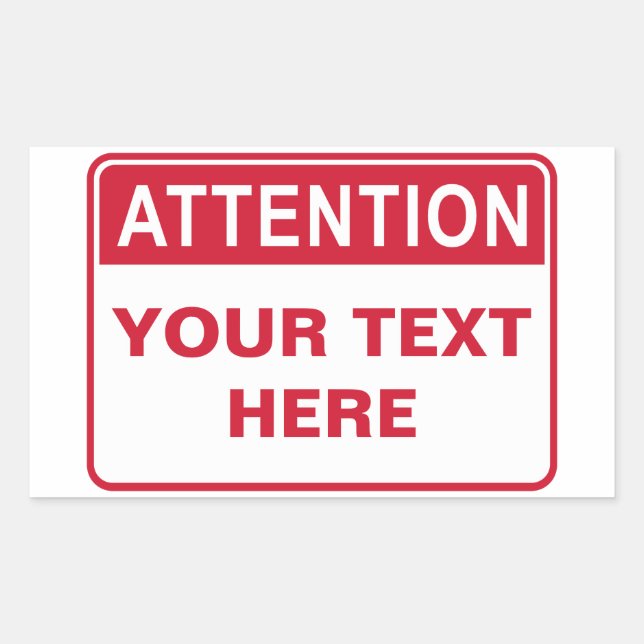 Sticker Rectangulaire Attention Sign, template (Devant)