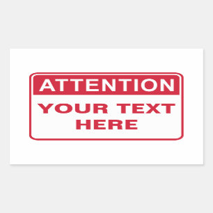 Sticker Rectangulaire Attention Sign, template