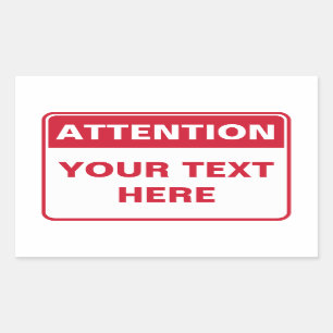 Sticker Rectangulaire Attention Sign, template