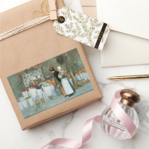 Sticker Rectangulaire Au fleuriste de Childe Hassam, Art Vintage