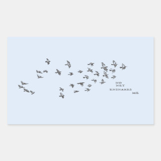 Sticker Rectangulaire "Aucun filet ne m'enfonce" + oiseaux (noir sur ble