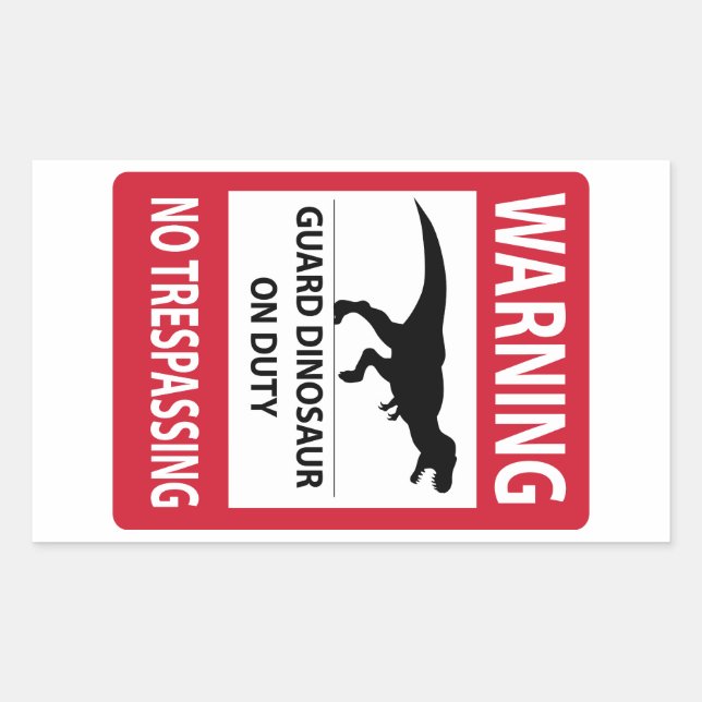 Sticker Rectangulaire Aucun signe de violation de propriété (T-Rex) (Devant)