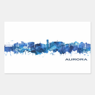 Sticker Rectangulaire Aurora Colorado Skyline Blue