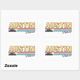 Sticker Rectangulaire Austin City Texas Vintage Perdu Retro Stripe