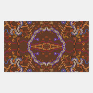 Sticker Rectangulaire Australie Aborigènes marchent avec des traces d'an