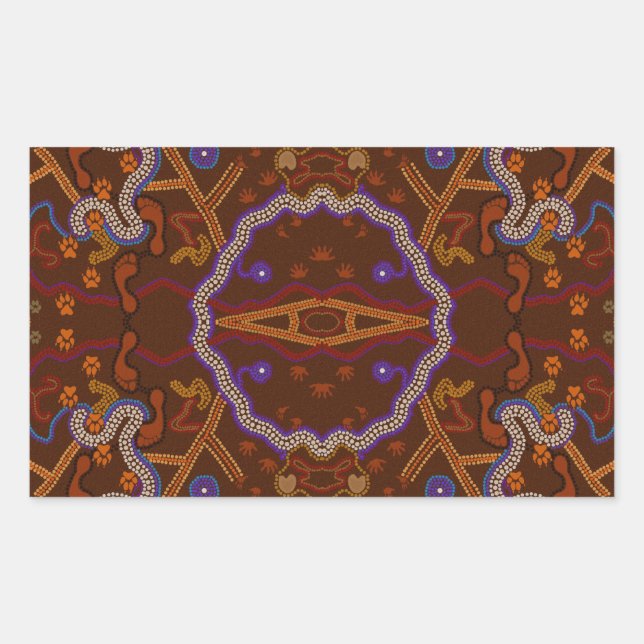 Sticker Rectangulaire Australie Aborigènes marchent avec des traces d'an (Devant)