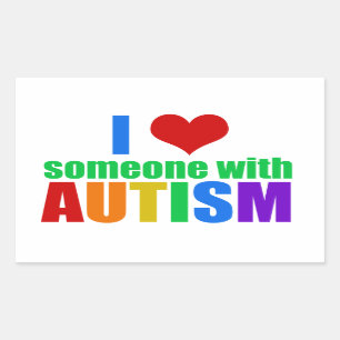Sticker Rectangulaire Autism Love Rainbow Family Support Coloré Cute