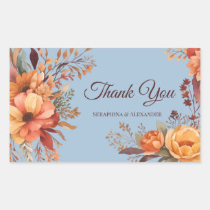 Sticker Rectangulaire Automne aquarelle Rustique Merci Floral Mariage