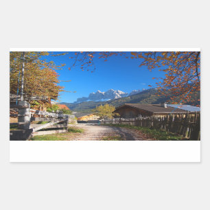 Sticker Rectangulaire Automne dans un village dans les dolomites en