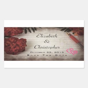 Sticker Rectangulaire Automne Floral Design Enregistrer La Date Mariage