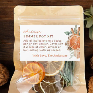 Sticker Rectangulaire Automne Simmer Pot Kits Stovetop Potpourri Étiquet