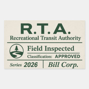 Sticker Rectangulaire Autorité de contrôle des transports récréatifs R.T
