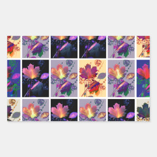Sticker Rectangulaire Autumn Leaves Rustic Patchwork