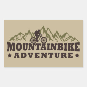 Sticker Rectangulaire Aventure en VTT - Vélo de Montagne