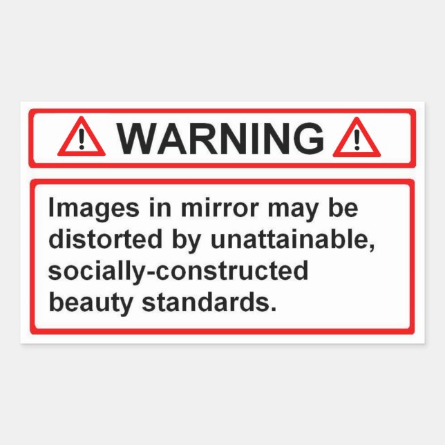 Sticker Rectangulaire Avertissement sur les normes de beauté (Devant)