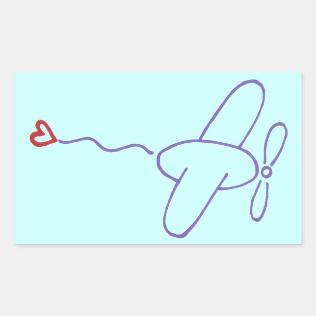 Sticker Rectangulaire Avion avec coeur (Devant)