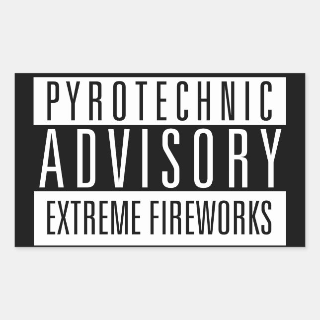 Sticker Rectangulaire Avis Pyrotechnique - Feux d'artifice extrêmes (Devant)