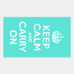 Sticker Rectangulaire Azure et Turquoise Gardez le calme et poursuivez