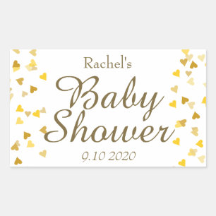 Sticker Rectangulaire Baby-Shower / Baptême / Cérémonie de mariage Cœurs