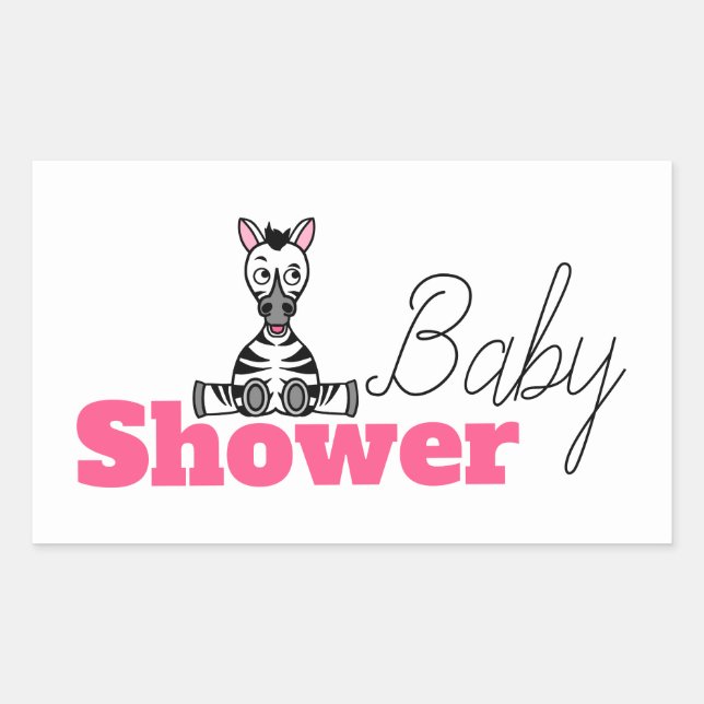 Sticker Rectangulaire Baby Zebra, Baby shower (Devant)