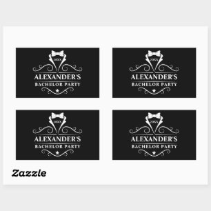 Sticker Rectangulaire Bachelor Party Tuxedo Cravate noir