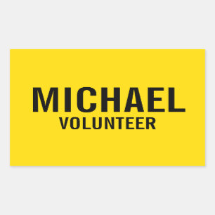 Sticker Rectangulaire Badge volontaire jaune avec nom personnalisé