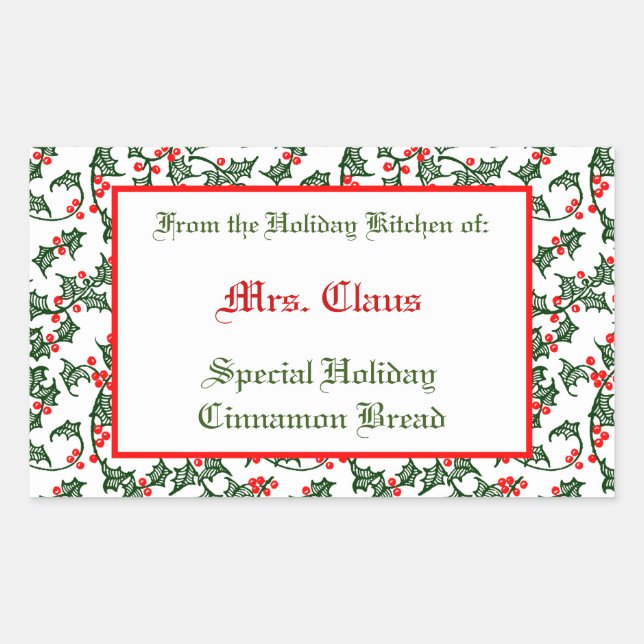 Sticker Rectangulaire Baguette à cuisson modifiable aux baies rouges Hol (Devant)