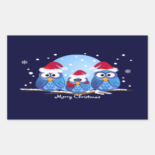 Sticker Rectangulaire Baguette de Noël mignonne avec hibou