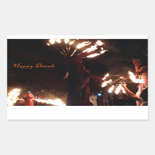 Sticker Rectangulaire Baguettes Rectangle Diwali, brillantes