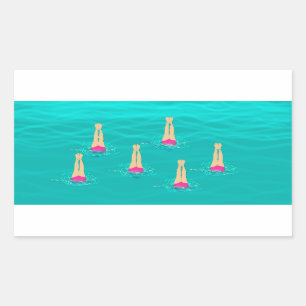 Sticker Rectangulaire Baigneurs Nager Synchronisé Sous L'Eau
