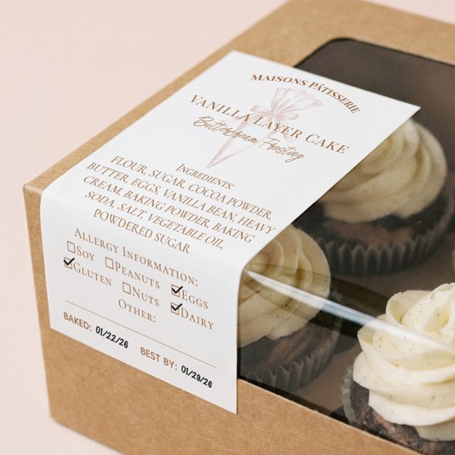 Sticker Rectangulaire Baking Spoon Bakery Ingredients Allergy Food Label (Baking Spoon Bakery Ingredients Allergy Food Label)