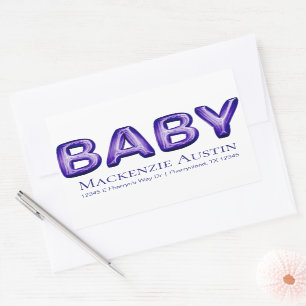 Sticker Rectangulaire Balcon bébé   Baby shower violet royal violet