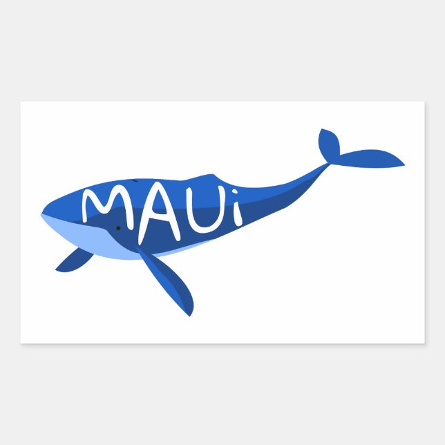 Sticker Rectangulaire Baleine de Maui Hawaii (Devant)