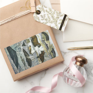 Sticker Rectangulaire Baleines, phoques et morses, Animaux marins ancien