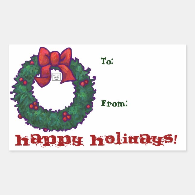 Sticker Rectangulaire Balise cadeau Boughs of Holly (Devant)