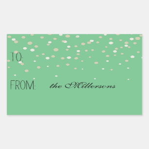 Sticker Rectangulaire Balise cadeau Confetti or et blanc