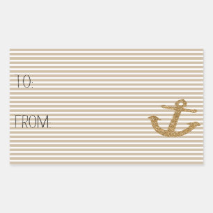 Sticker Rectangulaire Balise cadeau d'Ancre Gold Stripes Faux Parties sc