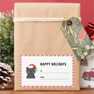 Sticker Rectangulaire Balise cadeau de chat de Noël à partir de l'autoco