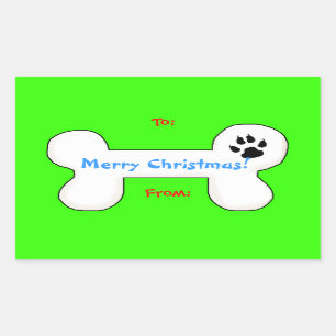 Sticker Rectangulaire Balise cadeau de Noël de chien os