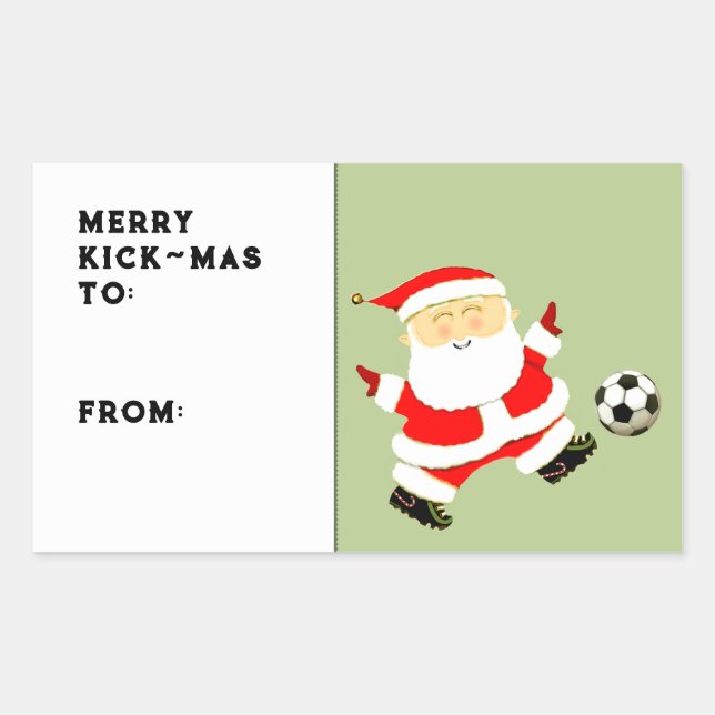 Sticker Rectangulaire Balise cadeau de Noël de football (Devant)