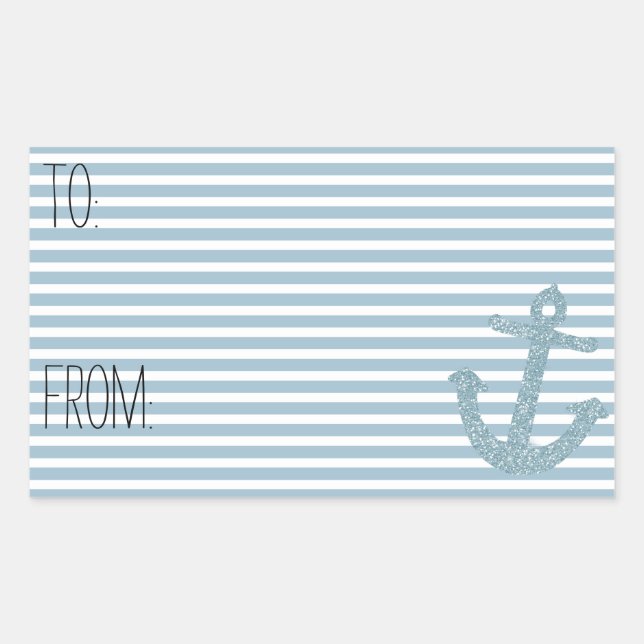Sticker Rectangulaire Balise Cadeau Parties scintillant Bleu Faux (Devant)