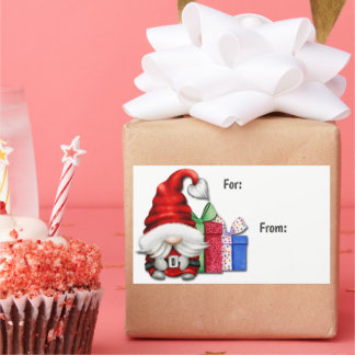 Sticker Rectangulaire Balise de cadeau de Noël du Père Noël mignon