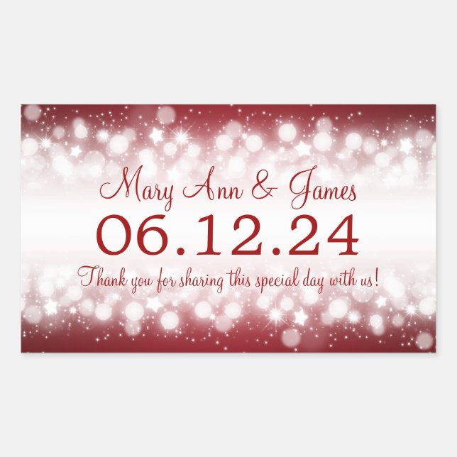 Sticker Rectangulaire Balise de mariage Favor Magique Étincelle rouge (Devant)