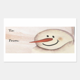 Sticker Rectangulaire Balise de Noël en acrylique primitive Snowman