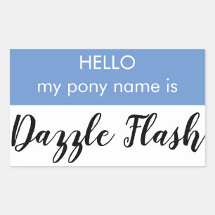 Sticker Rectangulaire Balise de nom de poney - Flash éblouissant