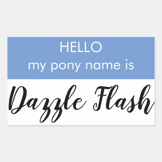 Sticker Rectangulaire Balise de nom de poney - Flash éblouissant (Devant)
