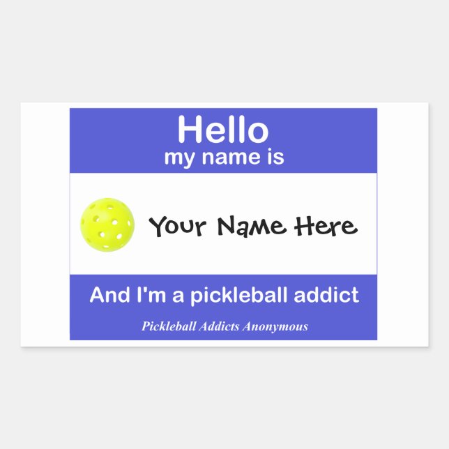 Sticker Rectangulaire Balise Nom anonyme des addicts de Pickleball (Devant)