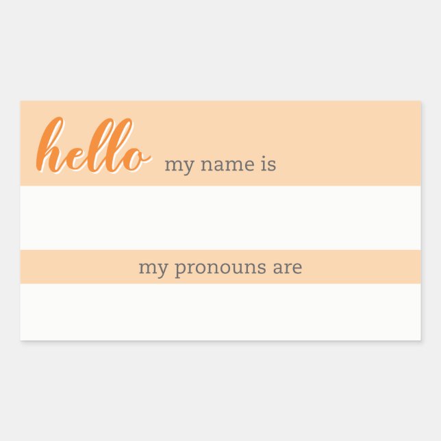 Sticker Rectangulaire Balise Nom et Pronoun - Orange (Devant)